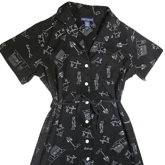 Mountaun Lake Black Printed Shirt Dress Size XL - Picture 4 of 5